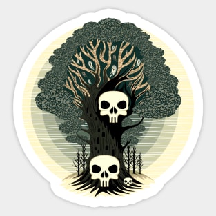 Evil Spirits Tree with skulls and Ghosts Sticker